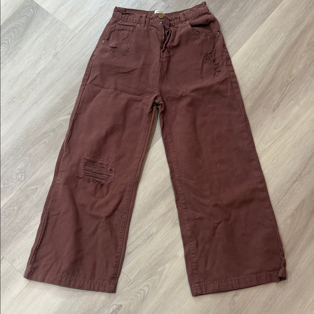 Kids Brown Distressed Jeans